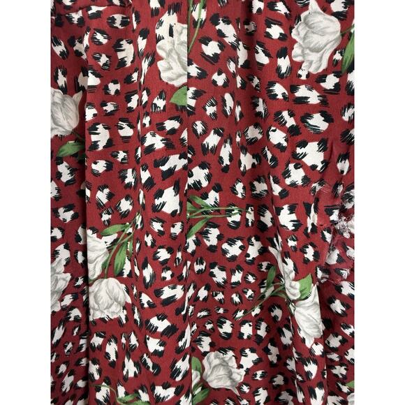 Eloquii Rust Beige Black Leopard Print Long Puff Sleeve Floral Dress Size 20 - Picture 8 of 9